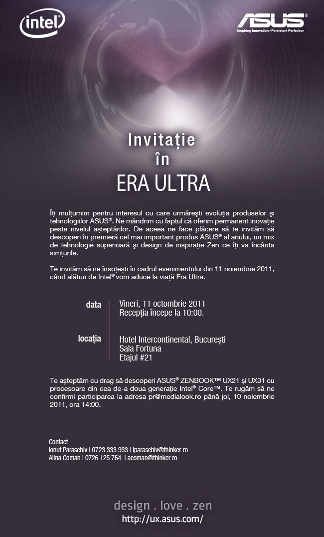 ASUS: INVITATIE IN ERA ULTRA